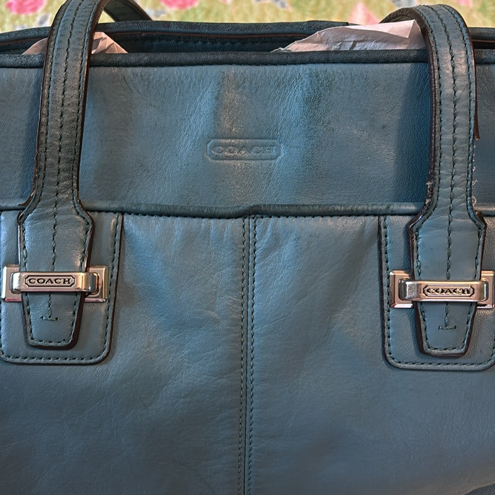 Chic Blue Leather Tote Bag